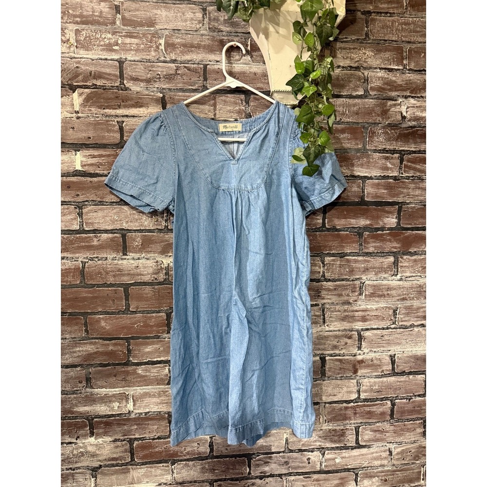 Madewell Chambray Denim Dress Women's Small Blue Short Sleeve Babydoll